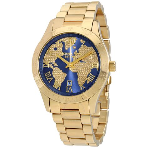 Michael Kors MK6243 Layton Blue Gold Crystal Pave Dial 